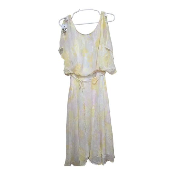 Modcloth dress womens size small yellow pink flutter of flattery midi dress - Picture 2 of 6